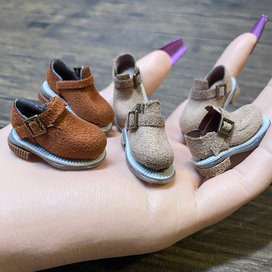 BJD621 20 Days Pre‑order  Handmade Clay Doll Shoes for OB22 OB24 BJD Blythe Azone, Suede Upper Slip-On Birken Style Shoes with Insoles, Customizable, Worldwide Shipping