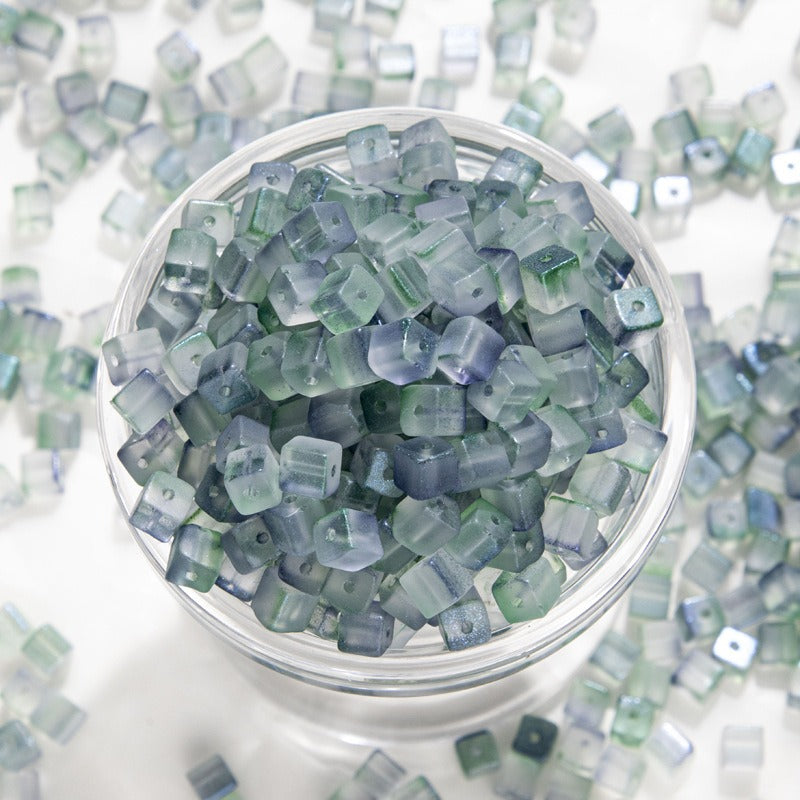 TK187 About 50pcs 7mm square sugar crystal clear glass beads, transparent matte beads, handcrafted DIY jewelry, handcrafted bracelet, necklace, earrings, accessory materials