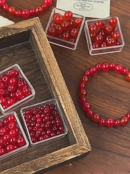TK99 10pcs  natural stone red agate red 4/6mm through-hole drop beads for handmade string necklaces, bracelets, DIY accessories, material