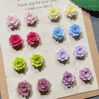 X2645 10Pcs 3D True‑Love Rose Solid Color Resin Soft Rubber Flowers, DIY Craft Materials for Ancient‑Style Hairpin, Hair Clip, Bracelet, Necklace, Earring & Nail Art Accessories