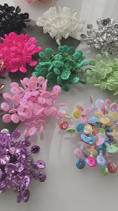 X2411 Hand Woven Color Sequins Flower Half-Finished Beads, DIY Craft Accessories Supplies for Handmade Bracelet Necklace Earring Jewelry Making