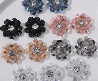 X2323 Double Layer Shiny Rhinestone Flower Charms Multi Color DIY Base for Earrings Rings Brooch Craft Supplies Bulk Wholesale