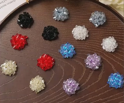 X2321 1 pair Various color blue, pink and red glass beads are woven into beaded flowers as the base for pendant earrings, rings and other accessories. These are DIY handmade items.