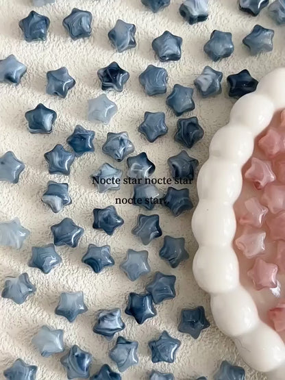 TK100 5Pcs 13mm Gradient Textured Acrylic Star Beads DIY Bracelet Phone Chain Jewelry Accessories